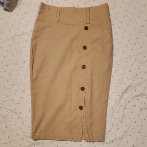 Tan Button-Front Women's Skirt